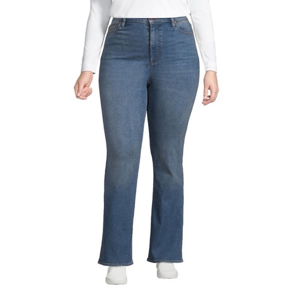 Lands' End Original Fit Modern Waist Boot Leg Blue Jeans Blue Cruiser Size 22W - Picture 2 of 9